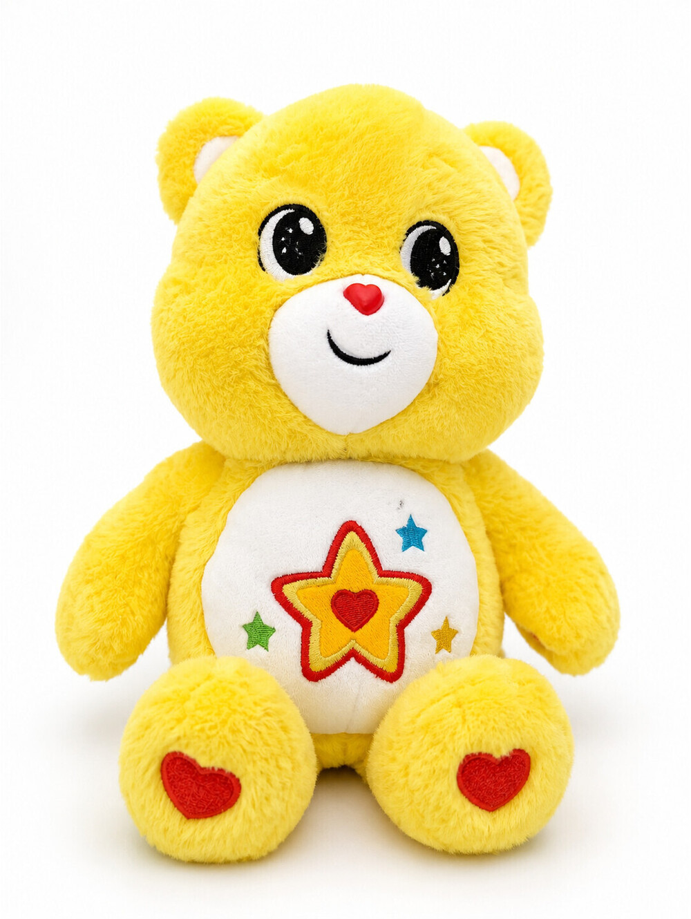 Care Bears Superstar Bear Yellow Plush 10" Star Heart Belly Stuffed Animal